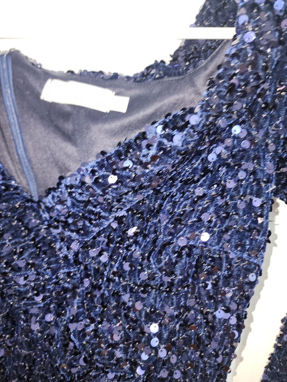All in Favor Navy Asymmetrical Sequin Dress - Picture 9 of 9